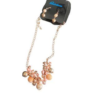 Rainbow Blush and Gold Charm Necklace